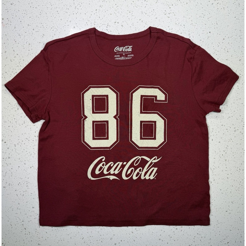 Coca-Cola Red Graphic Print Crew Neck Jersey Short Sleeve Women's Shirt Size XL
